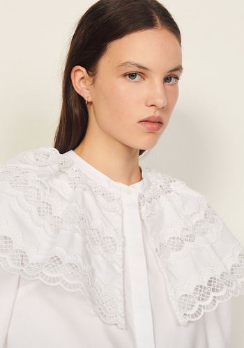 Poplin Shirt With Ruffle Collar from Sandro