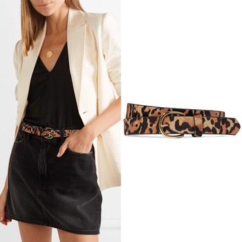 Leopard-Print Calf Hair Belt from Frame