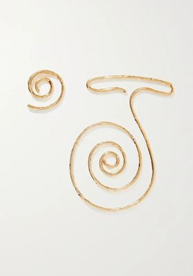 La Spirale Hammered Gold-Tone Earrings from Jacquemus