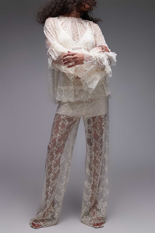 Sheer Lace Trousers With Scallop Hem & Fitted Hotpants from & Other Stories