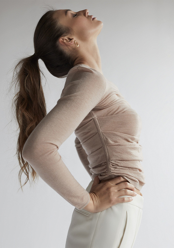 Margot Wool Cashmere Blend Rushed Top