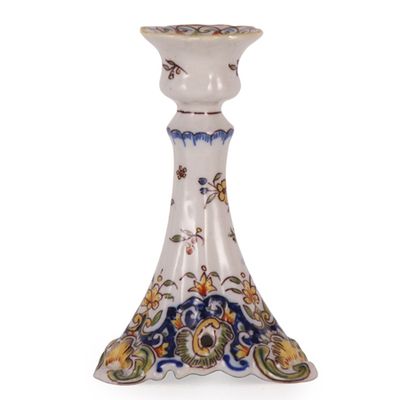 Antique Rouen Faience Candle Holder from Ceraudo