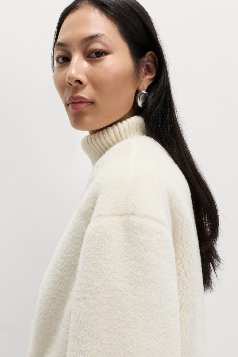 Borg Collarless Double Breasted Longline Coat from Marks & Spencer