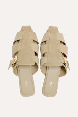 Split Leather Mules With Buckle  from Zara