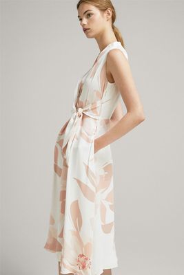Floral Print Dress With Side Tie from Massimo Dutti