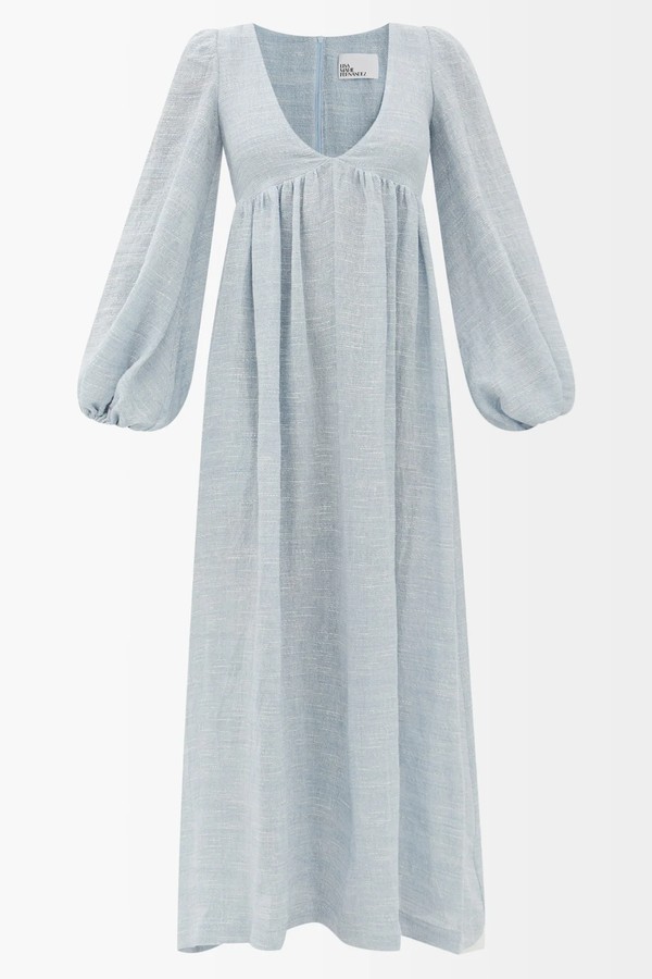 Carolyn Slubbed Linen-Blend Maxi Dress from Lisa Marie Fernandez