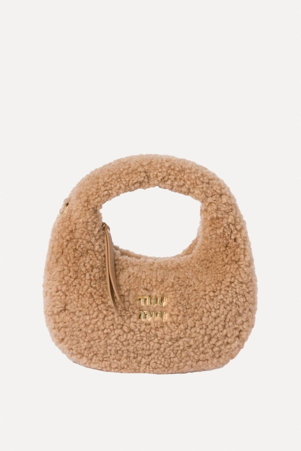 Wander Shearling Hobo Bag With Leather Details from Miu Miu