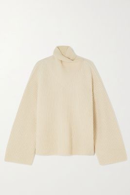 Oversized Ribbed Wool Sweater from Totême + NET SUSTAIN