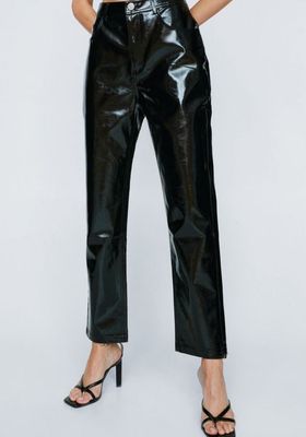 Straight Leg Faux Leather Trousers