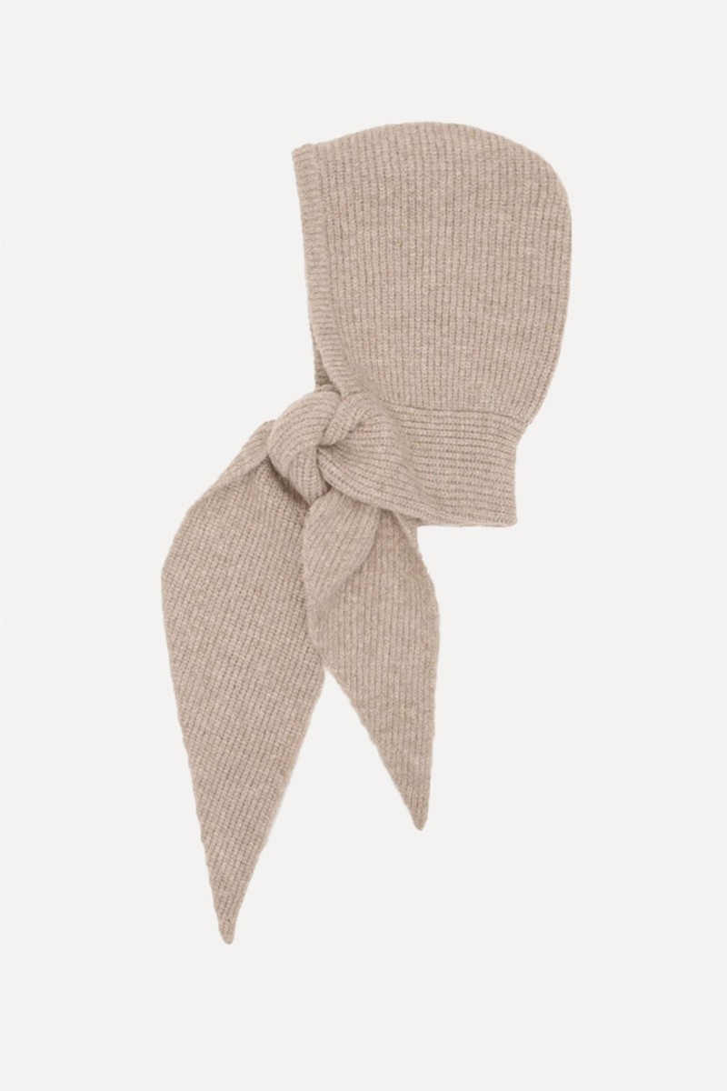 Natural Knitted Hooded Scarf from HUSH