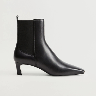 Heel Leather Ankle Boot from Mango