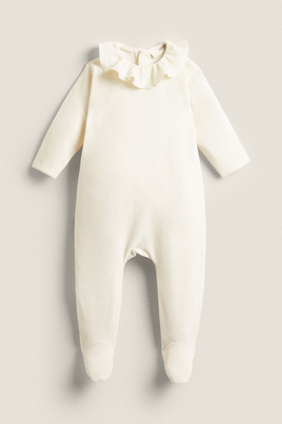 Velour Romper Suit With Frilled Collar from Zara Home