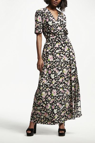 Carnation Print Maxi Dress, Black