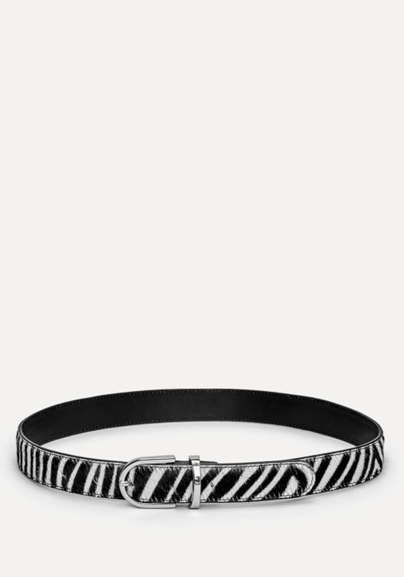 Zebra-Print Leather Belt 