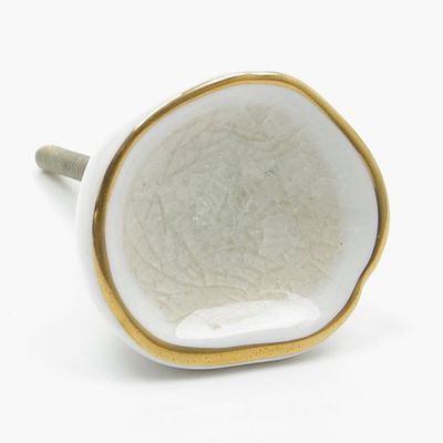 Large Round White And Gold Crater Knob from Do Up Shop