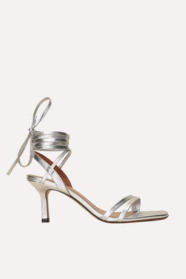 Silver Leather Laced Sandals  from Maje