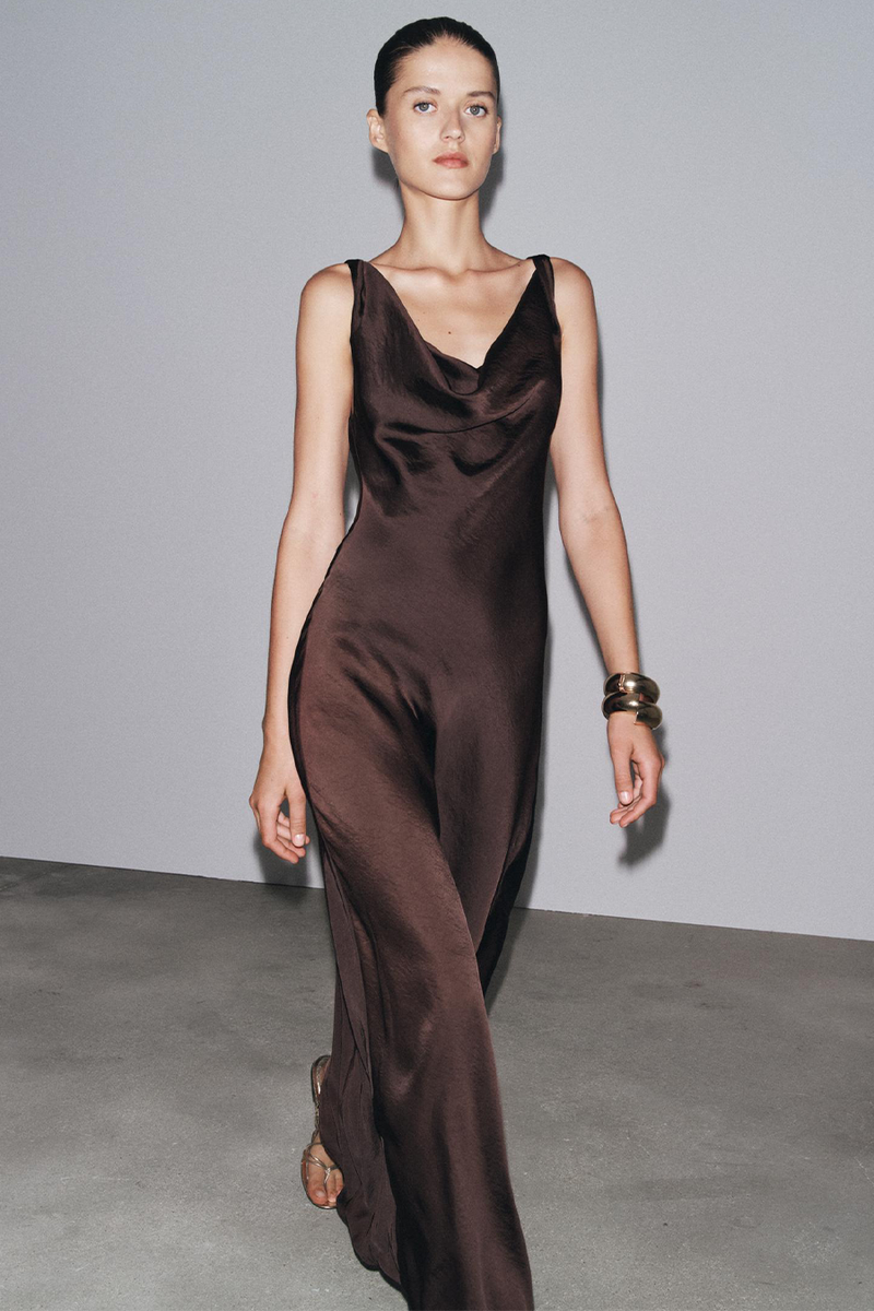 Long Satin Dress from Zara
