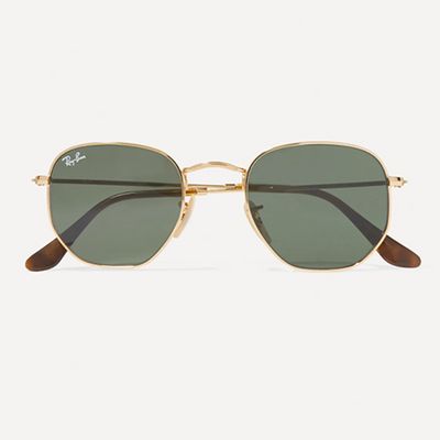Hexagon-Frame Gold-Tone Sunglasses from Ray-Ban