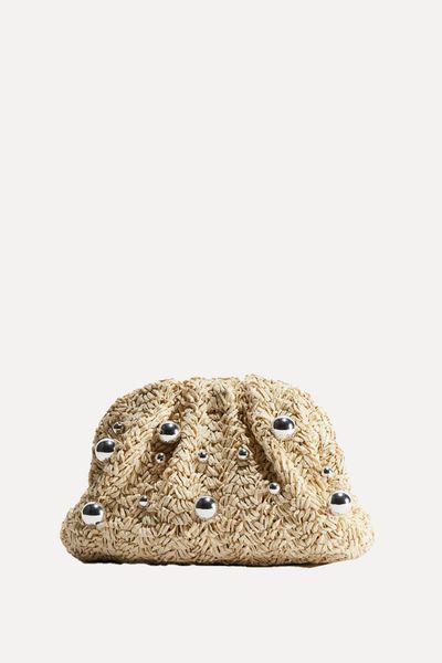 Bead-Embellished Straw Clutch from H&M