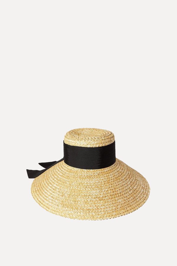 Mirabel Grosgrain-Trimmed Straw Sunhat from Eugenia Kim