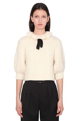Ruffled Wool Blend Knit Sweater from Red Valentino