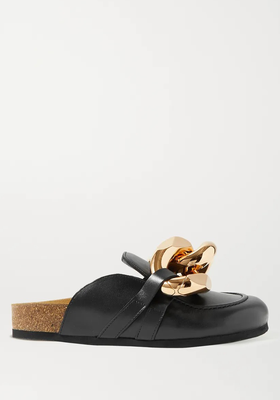 Chain-Embellished Leather Slippers from JW Anderson