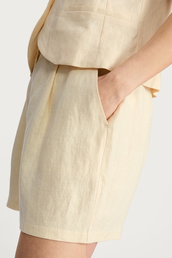 Pure Linen Tailored Pleat Front Shorts from F&F