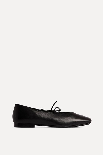 Leather Thin Bow Ballerinas from NA-KD