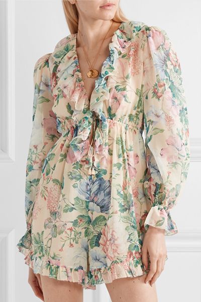 Verity Ruffle-Trimmed Floral-Print Cotton & Silk-Blend Chi from Zimmermann