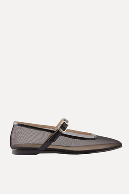 Leather-Trim Mesh Mary Jane Flats from Le Monde Beryl