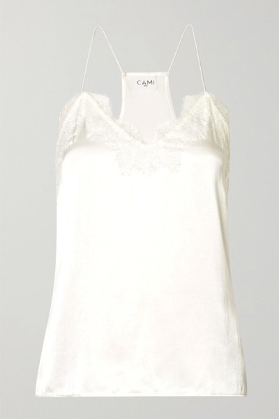 The Racer Lace-Trimmed Silk-Charmeuse Camisole from Cami NYC