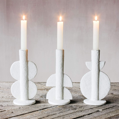 Abstract White Candle Holders from Graham & Green