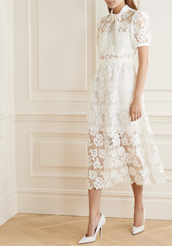 Grosgrain-Trimmed Guipure Lace Dress from Self Portrait