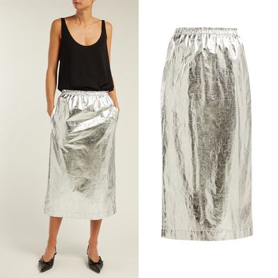 Elasticated-Waist Foil Skirt