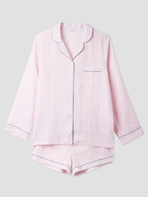 Blush Pink Linen Pyjama Short Set from Piglet In Bed