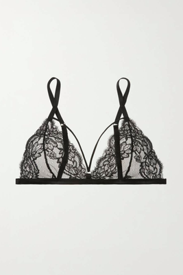 Seraphine Leavers Lace, Tulle & Satin Soft-Cup Triangle Bra from Coco De Mer
