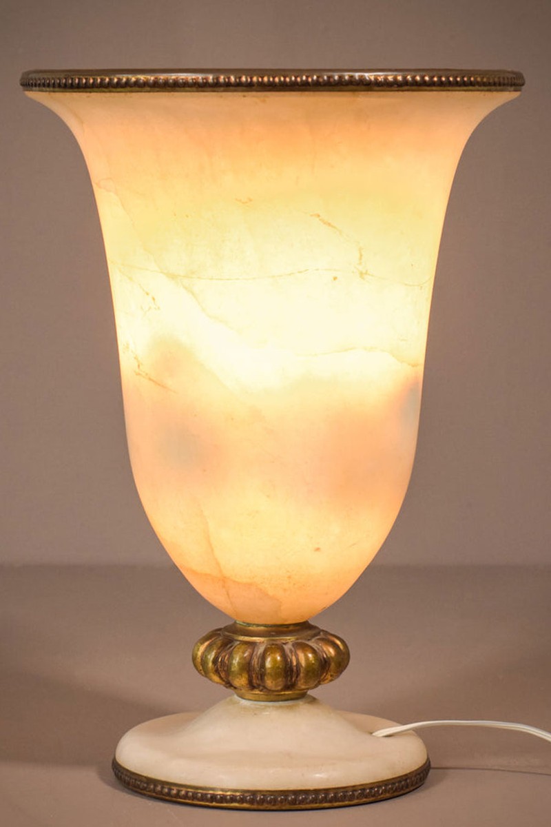 Alabaster & Bronze Lamp from Modern Decorative