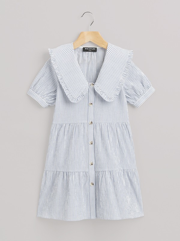 Oversized Collar Stripe Dress