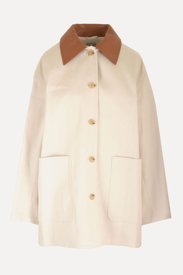 Contrasting-Collar Twill Shirt Jacket from Toteme