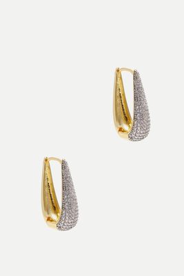 Elongated Gold-Plated Hoop Earrings from Fallon