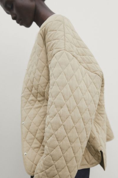 Diamond-Quilt Bomber Jacket from Massimo Dutti