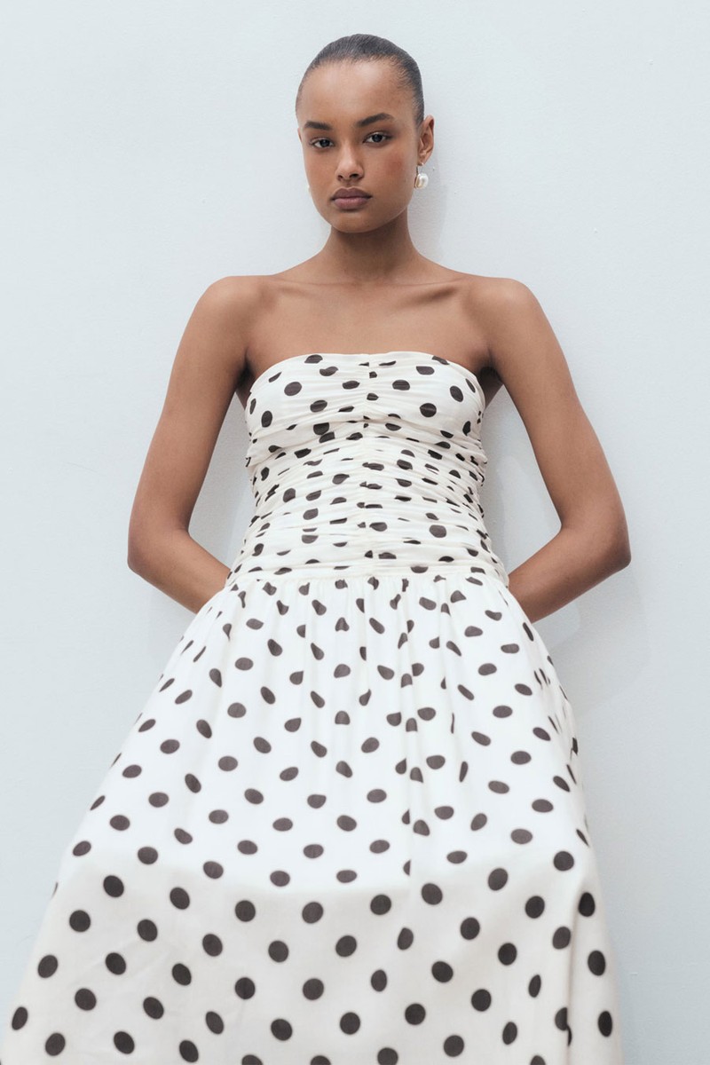 Polka-Dot Dress With Draped Body from Mango