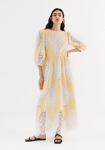 Constance Round Neck Lace Midi Dress  from Borgo De Nor