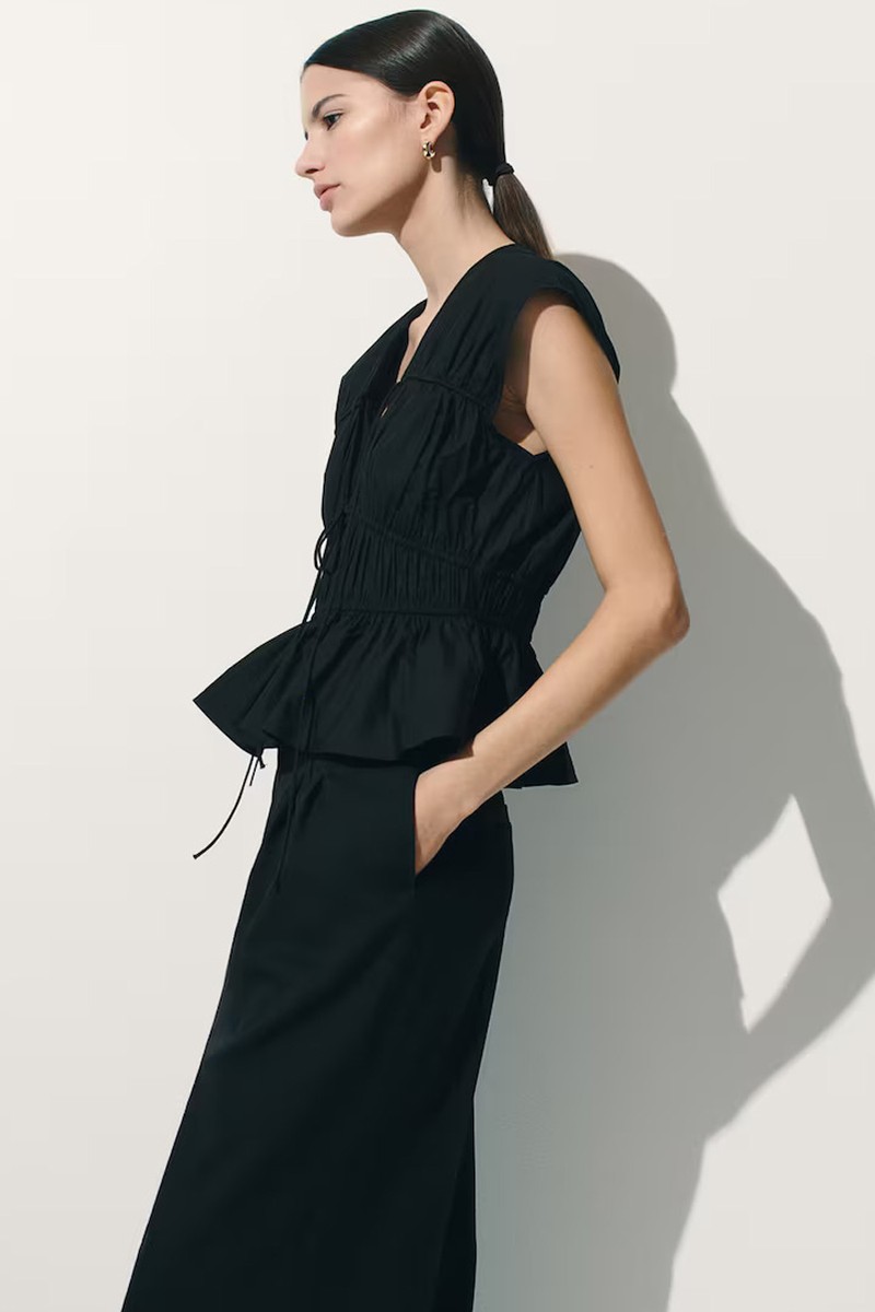 Drawstring Poplin Blouse