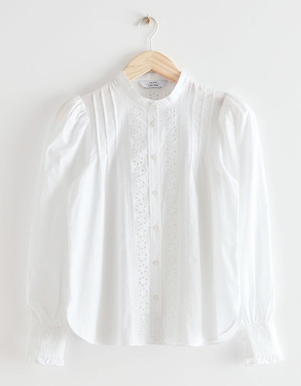 Embroidered A-Line Cotton Blouse