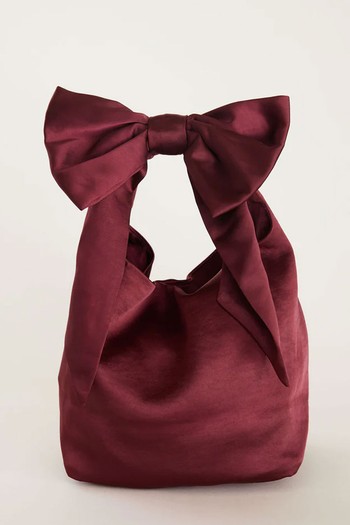 Bow Detail Satin Pouch Bag from Six Stories