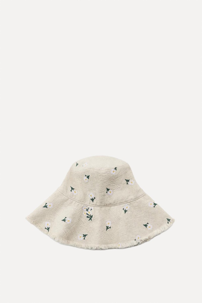 Floral Embroidered Bucket Hat from Zara