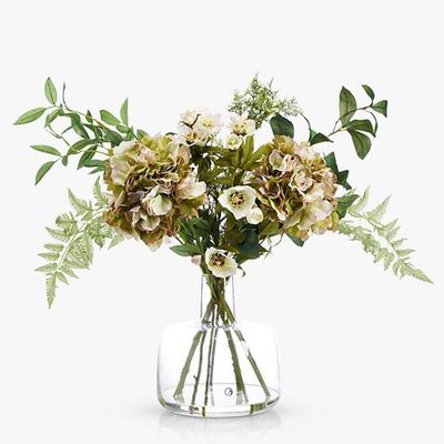 Hydrangea & Hellebore Artificial Flowers in Vase from Peony