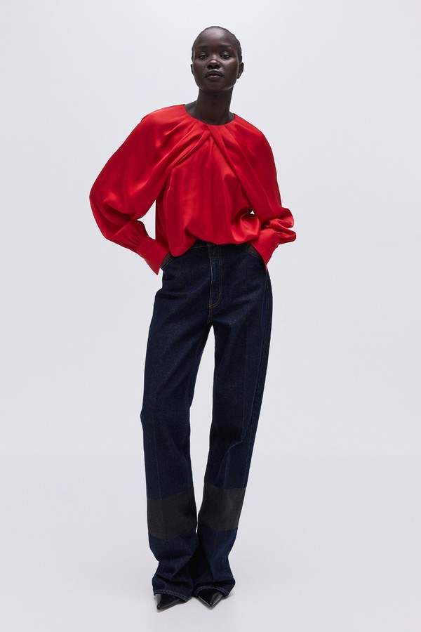 Balloon-Sleeved Satin Blouse from H&M