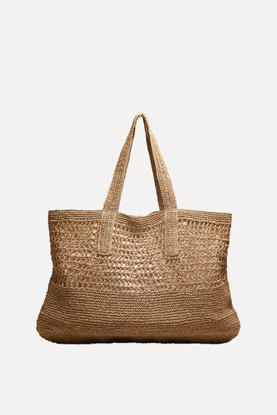 Large Crochet-Straw Tote